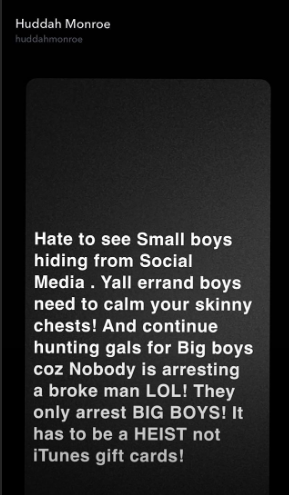 Huddah calls out the "smallfrys"
